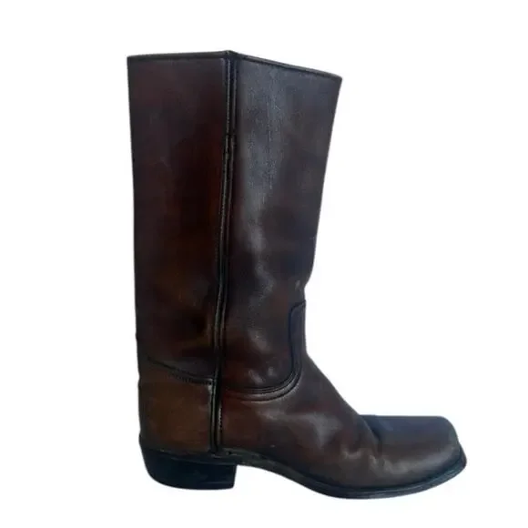 Vintage Frye Original Campus Pull On Genuine Leather Tall Boots In Brown 10.5 - Picture 10 of 12